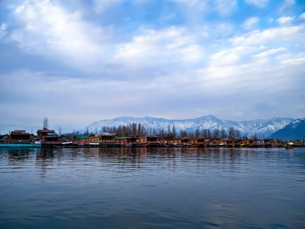 landscape, dal lake, srinagar, view, himalayas, kashmir, sky, nature, mountains, india, water, houseboat